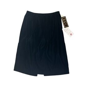 R&K Evening Skirt Size 14 – Black Velvet Style, Knee-Length with Back Slit